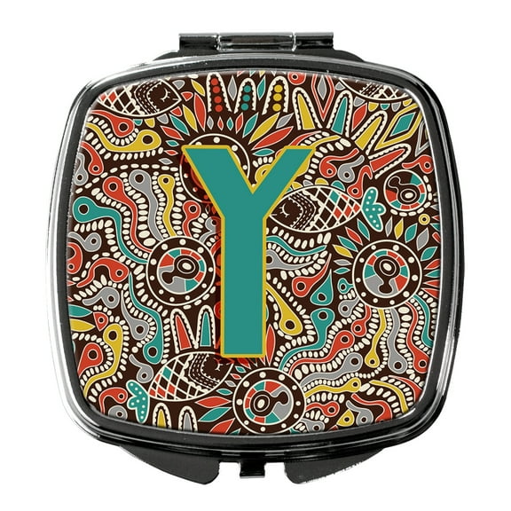 Letter Y Retro Tribal Alphabet Initial Compact Mirror