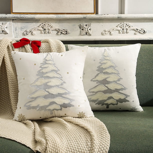 Christmas Soft Weave Pillowcases Standard Size Breathable-Friendly Pillow Shams Decorative Weave Pillow Case Covers