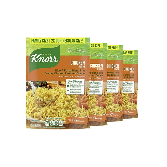 Knorr Rice Sides For a Delicious Easy Meal Chicken Long Grain Rice & Vermicelli Pasta Blend No Artificial Flavors 11.4 oz, 4 Count