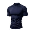 thumbnail image 4 of EOYWHK Men's Athletic Shirts & Tees Mock Neck Soft Stretch Compression Shirts Short Sleeve Slim Fit Casual Tee for Sport Training Workou Blue XXL, 4 of 5