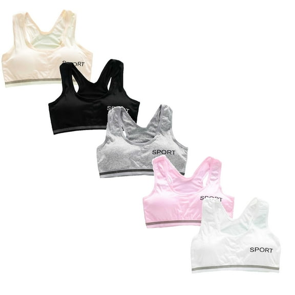 Girls White Sports Bras for Women Bra 5PCS Bra for Teen Girl Clothes 10-14 Years