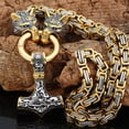thumbnail image 2 of Collar de acero inoxidable con hebilla cuadrada de dos colores y cabeza de lobo para hombre, con martillo de Thor y doble color, 2 of 6