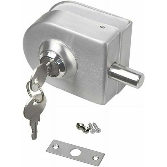 Stainless Steel Glass Door Lock, No Drilling, Anti-Theft Glass Door 1012mm Stainless Steel Latch Open/Close for Home Hotel Office Bathroom