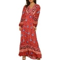 thumbnail image 1 of LUXUR Robe Longue Portefeuille pour Femmes Décontractée de Soirée Rouge P, 1 of 2