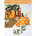 thumbnail image 2 of Set Of 2 Fall Pumpkin Welcome Garden Flags, Double Sided, 12"x18", Polka Dots & Buffalo Plaid, Best For Fall/Thanksgiving Decorations, 2 of 6