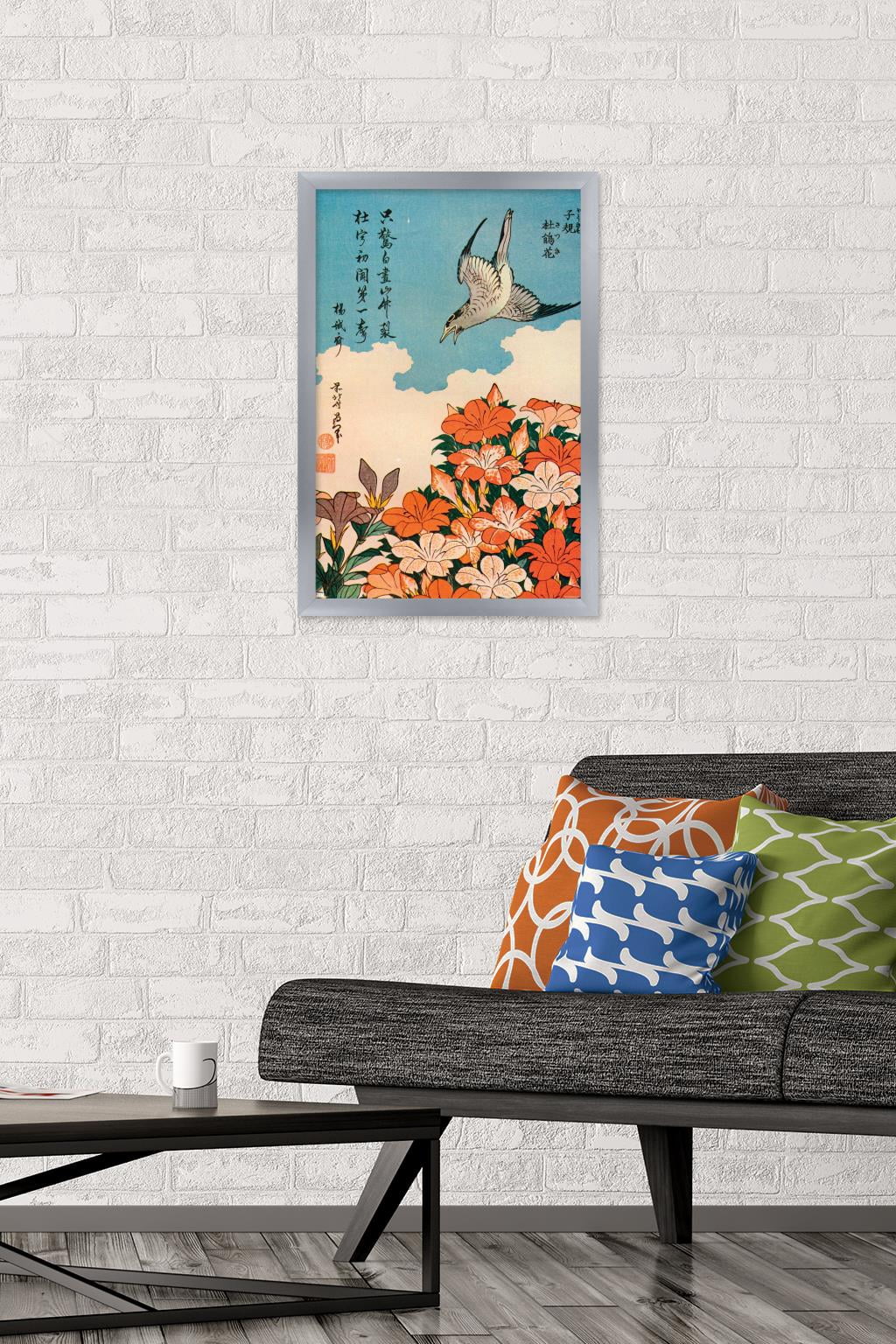 Cuckoo and Azalea by Katsushika Hokusai Wall Poster, 14.725" x 22.375" Framed