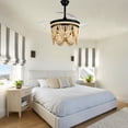 thumbnail image 5 of Cusp Barn 42 inch Black Boho Retractable Ceiling Fan with Light, 3-Blade Silent DC Motor Wooden Beads Fandelier Ceiling Fan, 5 of 12