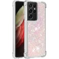thumbnail image 3 of Compatible with Samsung Galaxy S21 Ultra Case Glitter Liquid Cute Clear Phone Case Floating Quicksand Shockproof Protective Bumper Soft TPU Case for Samsung Galaxy S21 Ultra Star Pink YB, 3 of 12