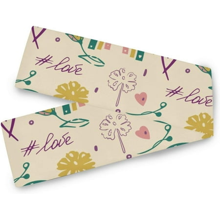 

Hyjoy Table Runner Boho Doodle Pattern Machine Washable Non-Slip Farmhouse Table Runners for Dinner Party Holidays Home Decor 13 x 90 Inch