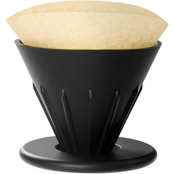Collapsible Pour Over Coffee Dripper, Portable Camping Coffee Maker Cone, Reusable Silicone Pour Over Coffee Filter Holder for Home, Travel, Office, Hiking, Backpacking(Black)