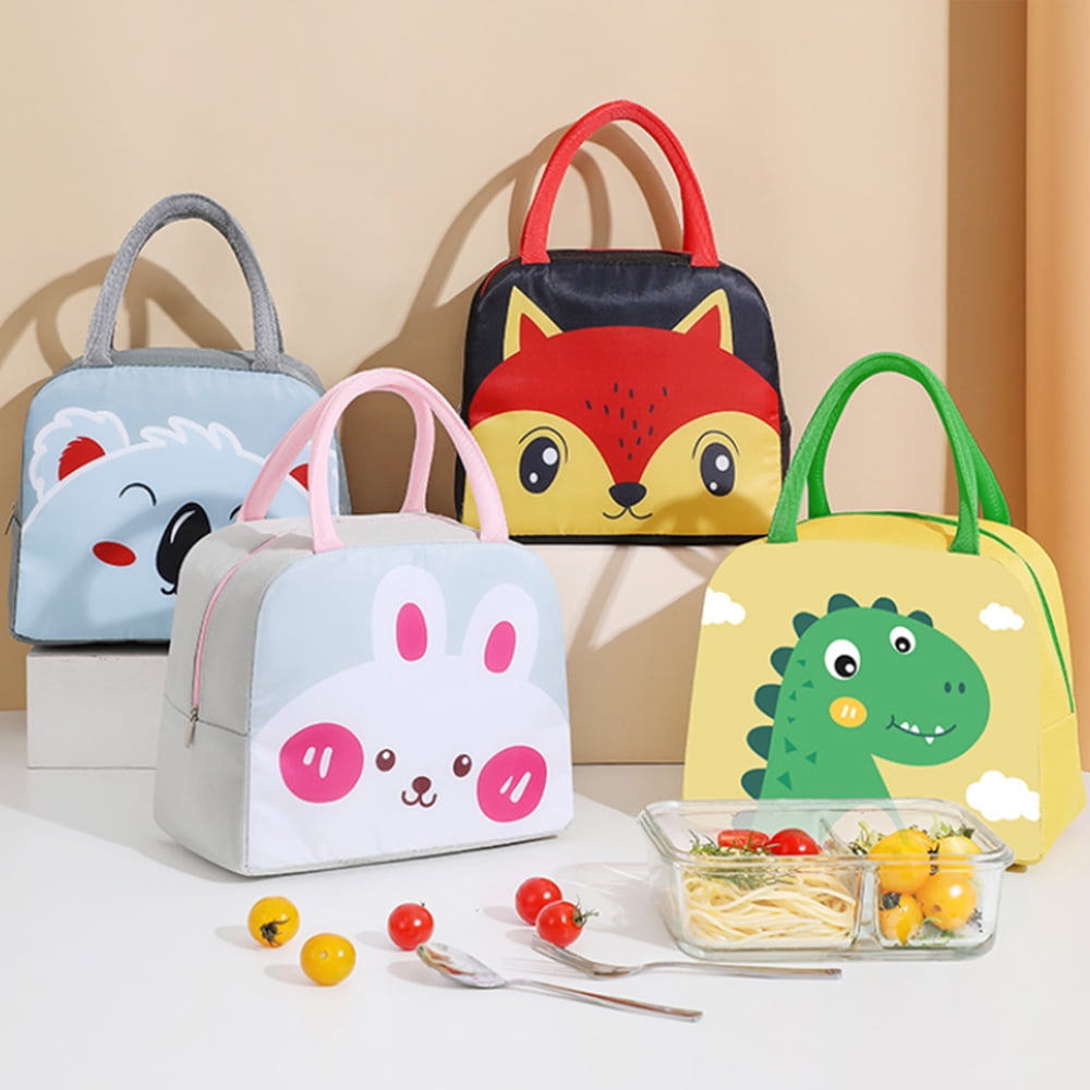 1pc Cartoon Lunch Box Bag, Cute Deer Thermal Insulated Bag, Food Container  For School Or Work, Travel Organizer With Ice Pack