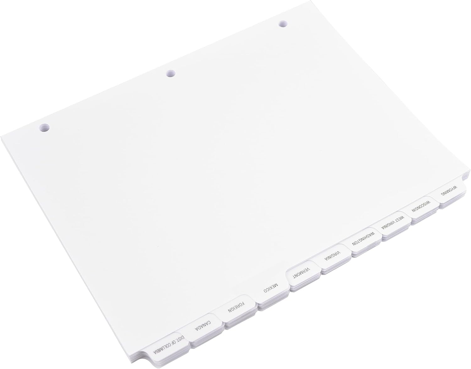Exhibitindexes® Pre-Labeled State Divider/Index Tabs. Unpunched to Accommodate Various Binding Systems - Letter Size - Made in The USA
