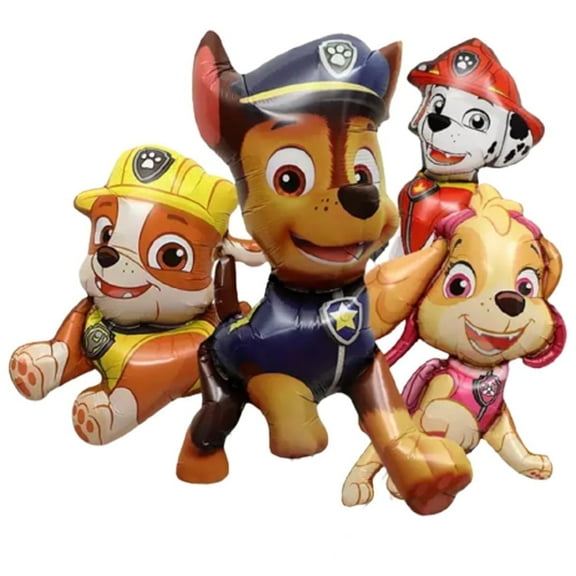 4 PCS Birthday Party Balloons Chase Dog Balloons Dog Puppy Balloons Marshall Dog Balloons Paw Balloons