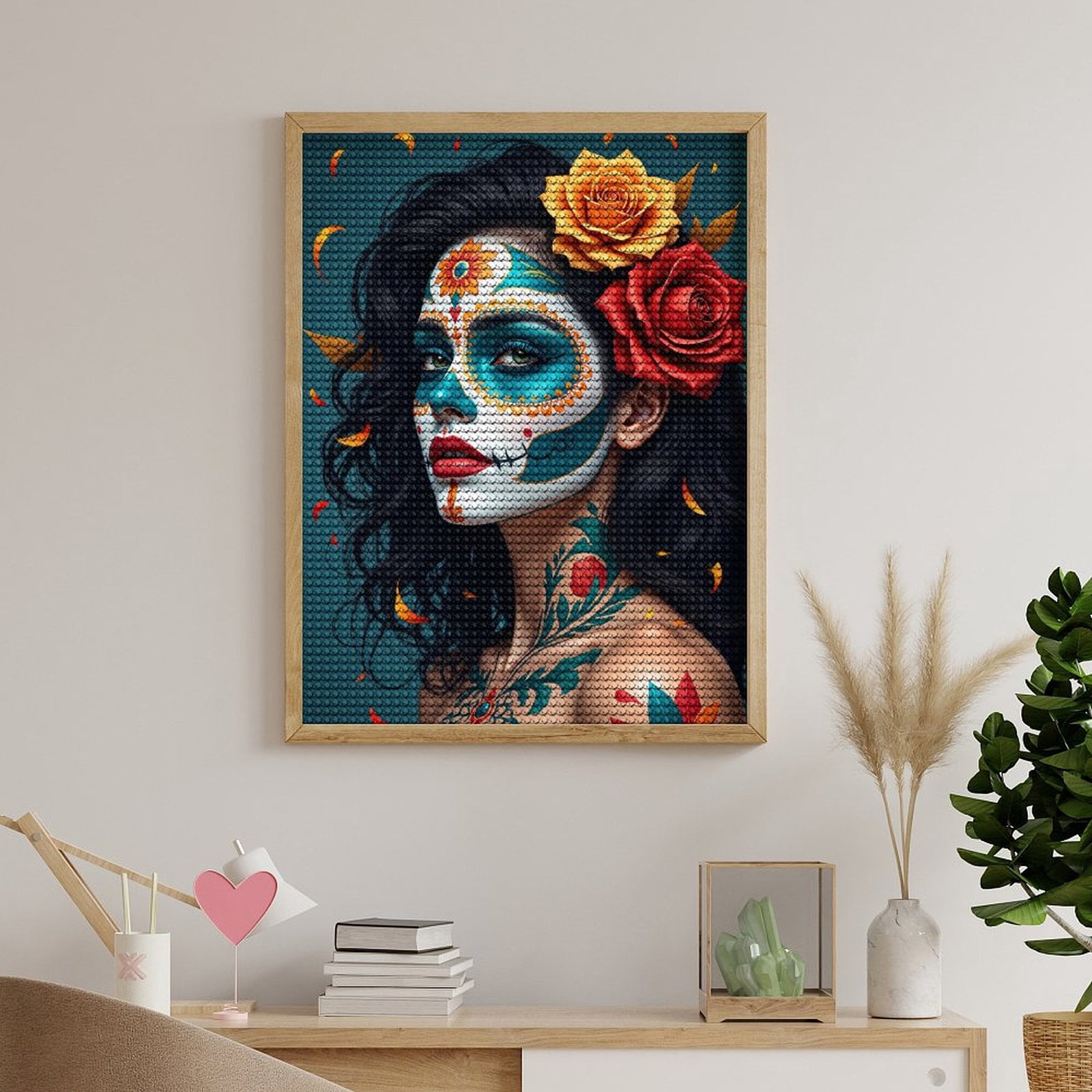 Diamond Art Kits for Adults, Beautiful Face Paint Art Woman 5D Diamond Painting Kits for Adults Beginners, DIY Full Drill Diamond Painting, Gem Art and Crafts 12x16