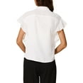 thumbnail image 3 of CAMISA DE BOTONES DELANTEROS CON MANGAS RIZADAS Y CUELLO ALTO PARA MUJERES CHIC DE INSPIRE, TALLA XS, BLANCA, 3 of 6