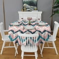 thumbnail image 2 of Colorful Geometric Striped Pattern Round Tablecloth 60"x60",Wrinkle Wipeable Table Cloth for Kitchen Dining Room Picnic Patio Party, 2 of 6