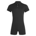 thumbnail image 3 of Nyeemya Men's Short Sleeve Lapel Collar Romper One Piece Undershirts Stretchy Shorts Jumpsuit Black M, 3 of 5