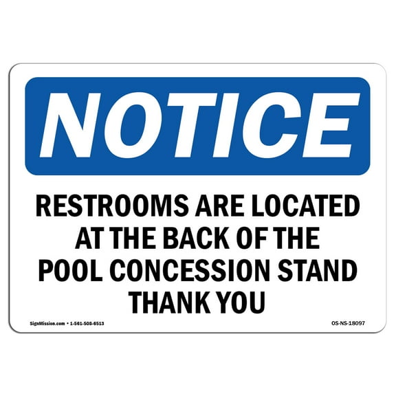 OSHA Notice Sign - Restrooms Are Located At The Back Of The | Plastic Sign | Protect Your Business, Work Site, Warehouse & Shop Area |  Made in the USA