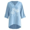 thumbnail image 3 of Hauts Fluides pour Femmes T-Shirt à Manches Longues Automne Ouvert devant Coton Lin Ample Blouse Imprimée, 3 of 4