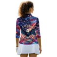thumbnail image 3 of HUIACONG USA Flag Tennis Tops, Quick Dry Womens 3/4 Sleeve Golf Shirts Quarter Zip Anti-Wrinkle Ladies Golf Top 3/4 Sleeve for Sports Outing Outdoor Sports, 3 of 10