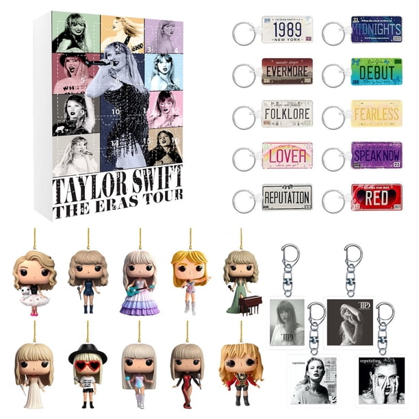 Calendario de Adviento de Navidad de Taylor Contiene 24 decoraciones acrílicas navideñas Calendario de llegada Calendario de cuenta regresiva de Navidad con colgantes sorpresa Objetos de colección na