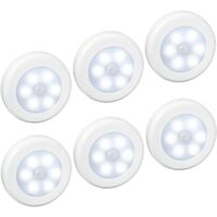 Hongchun (6 Pack) LED Sensor Lights, Motion Sensor Lights, Closet Lights, Battery Powered (Not Included), LED Lights for Stairs, Cabinets, Closets, Easy Installation (White)