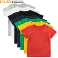 thumbnail image 2 of Camiseta lisa para niños, camiseta para niños, camisetas sólidas para niñas, ropa de verano para niños con cuello de manga cortazhangyuxiangNavy Blue+100 zhangyuxiang unisex, 2 of 2