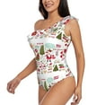 thumbnail image 2 of Gaeub Snowflakes Santa Claus Women's One Shoulder Ruffle Tummy Control Swimwear for Swimming Surfing Beach Party - Large, 2 of 8