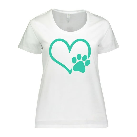 Inktastic Teal Heart with Paw Print Women's Plus Size T-Shirt