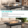 thumbnail image 2 of Sweecci 13 Pcs Outdoor Patio Furniture Set, All Weather Wicker Rattan Sectional Sofa & 55000BTU Gas Fire Pit Table, 2-in-1 43" Propane Fire Table for Backyard Garden Poolside Deck,Beige, 2 of 9