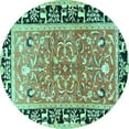 thumbnail image 1 of Ahgly Company Machine Washable Indoor Round Animal Turquoise Blue Traditional Area Rugs, 3' Round, 1 of 4