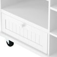 thumbnail image 6 of Kitchen Island Cart With Storage Cabinet And Locking Wheels. White Microwave For Kitchen, Dining, Bathroom. Solid Wood Desktop, 2 Drawers & Adjustable Layer. Smooth Rolling 5 Stationary Option. ., 6 of 6