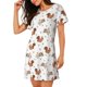 thumbnail image 2 of Easygdp Rabbit And Squirrel Camisón de manga corta para mujer, informal, estampado, 2 of 6