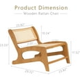 thumbnail image 6 of ANHDAH Home Rattan Chairs Wood Lounge Chairs Set of 2 Mid Century Modern Armless Accent Chair Natural Oak for Living Room, Bedroom, Patio (2, Natural-Oak), 6 of 8