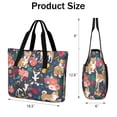 thumbnail image 3 of Tote Bag for Women - Shiba Inu and Flowers Shoulder Bag - Large Utility Work Duffle Bag with Zipper Handbag for Travel, Work, Sprots, 3 of 5