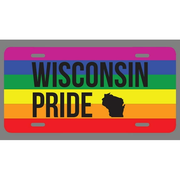 Wisconsin Pride Flag License Plate Tag Vanity Novelty Metal | UV Printed Metal | 6-Inches By 12-Inches | Car Truck RV Trailer Wall Shop Man Cave | VLP682