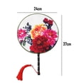 thumbnail image 2 of Round Double-Sided Pattern Chinese Ancient Hand Fan Classic Palace Paddle Hand Fan, 2 of 5