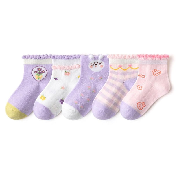 white 5 pares de calcetines de vestir de algodón para niñas pequeñas, calcetines de princesa, primavera y verano