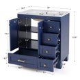 thumbnail image 3 of 30" Bathroom Vanity with Ceramic Undermount Sink, Elegant Ceramic Sink with Solid Wood Frame Open Style Shelf & Door Shelf Design, Free Standing Single Basin Vanity Set for Small Bathroom, Blue, 3 of 10