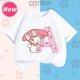 thumbnail image 2 of Camiseta de manga corta para niños con letras de la A a la Z de My Melody Anime, camiseta de algodón de verano para niños de Sanrio, regalo de cumpleaños kawaii suave con forma de corazón para niñas, 2 of 5