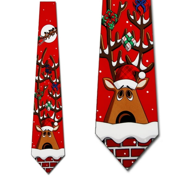 Giver the Reindeer (Red) Necktie Mens Tie