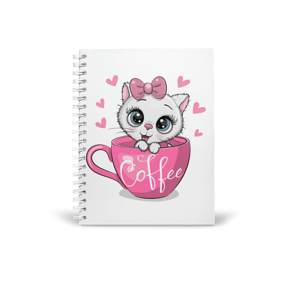 Kitten (Kit) in Coffee Mug Writing Journal/Notebook