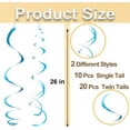 thumbnail image 2 of 30 pcs Blue Hanging Swirl Decorations Swirls Party Decorations Plastic Party Streamer for Ceiling, 26", 2 of 10