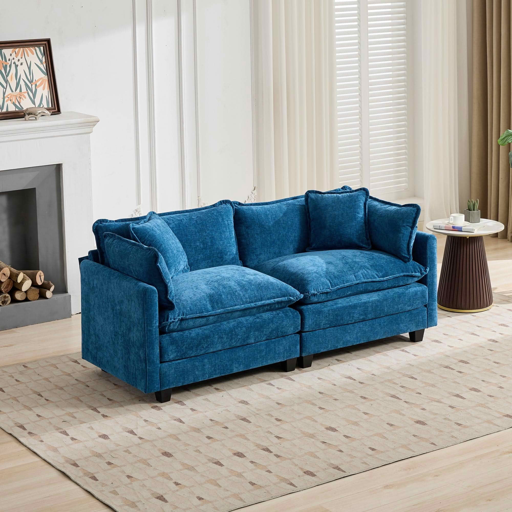 MAYEERTY 76.7 Inch Cloud Loveseat Sofa, Chenille Modular Sectional Couch with Double‑Layer Cushion for Living Room Apartment