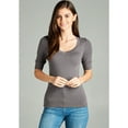 thumbnail image 5 of Emmalise Women's Slim Athletic Fit Neck Tshirt Half Sleeves Top (Charcoal, 1XL), 5 of 6