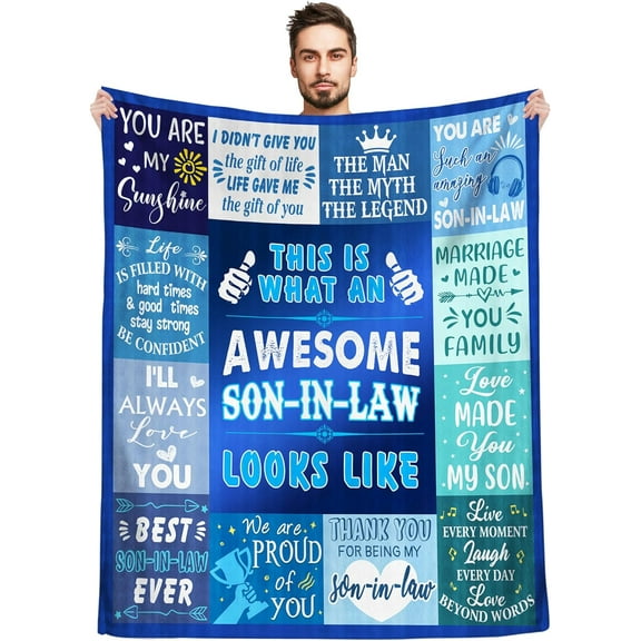 Best Son in Law Gifts Blanket, Son in Law Gifts from Mother in Law, to My Son in Law Gifts, Best Christmas Birthday Gift Ideas for Son in Law, Son-in-Law Gifts Throw Blanket 60"x50"