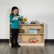 Flash Furniture Hercules Wooden 2 Section School Classroom Storage Cabinet for Commercial or Home Use - Safe, Kid Friendly Design - 24H x 36L (Natural)
