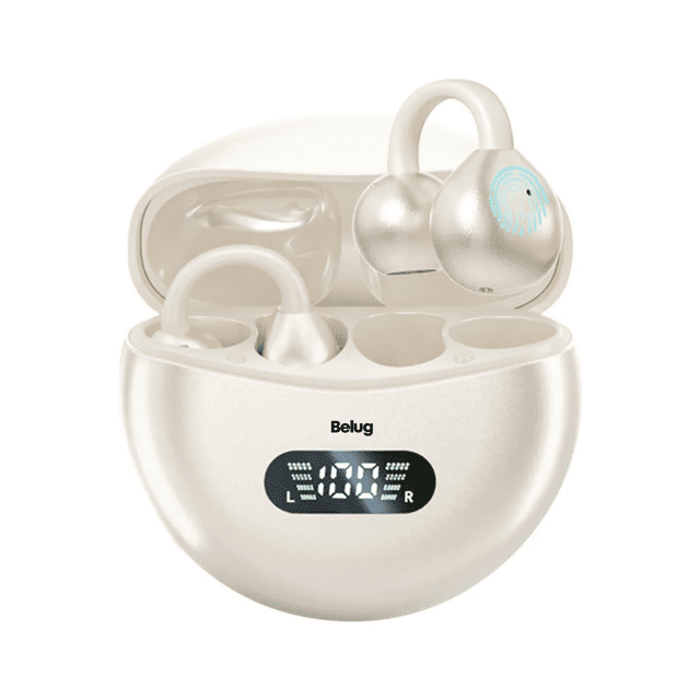 Audífonos Open Ear Bluetooth Pantalla Digital Inalámbricos skin Belug Beige