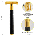 thumbnail image 2 of Long Handled Butterfly Opening Safety Razor For Men + 5 Shaving Blades (4 Inch), 2 of 6