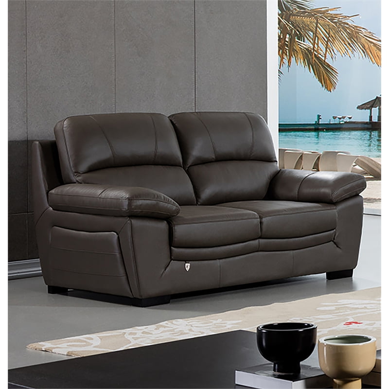 EK045 Taupe (Brown) Color With Italian Leather Loveseat